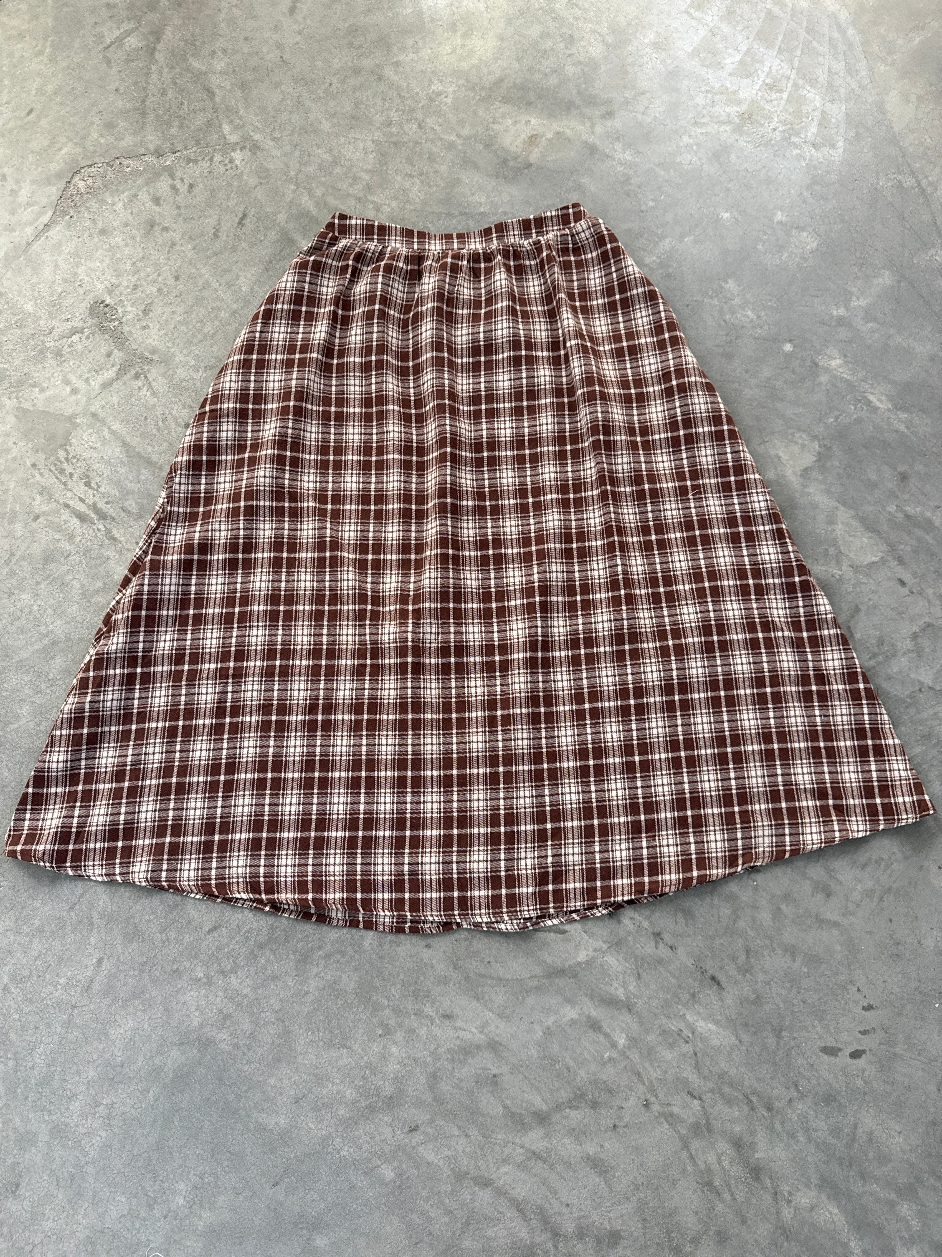 FINAL SALE - FLAWED Tatum Plaid Skirt in Brown - Large
