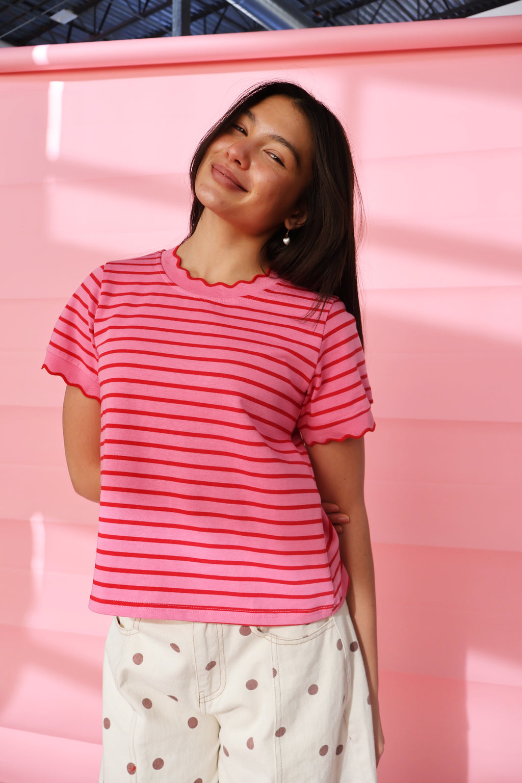 Sweetheart Stripe Tee in Pink