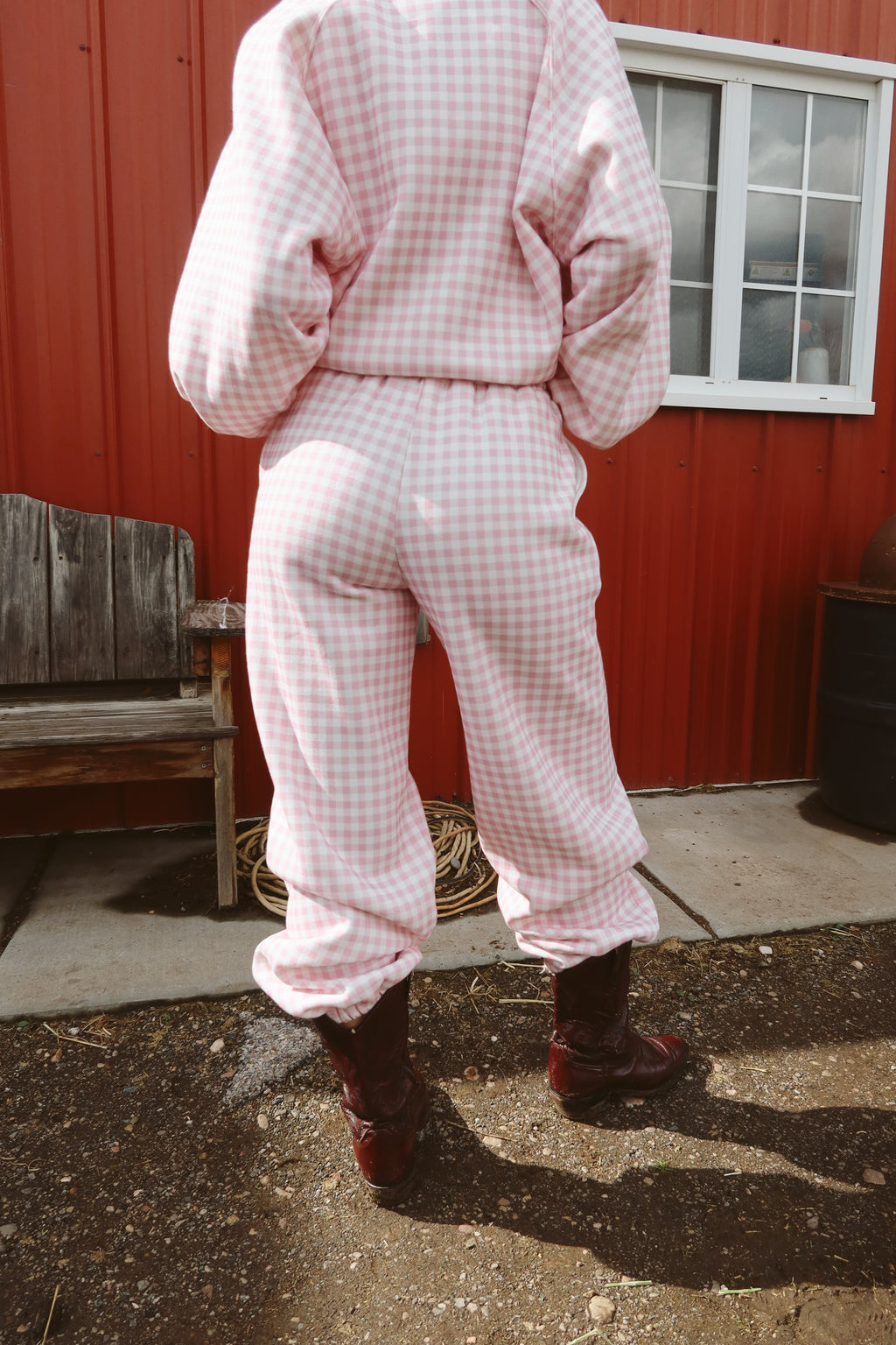Dolly Gingham Joggers in Pink