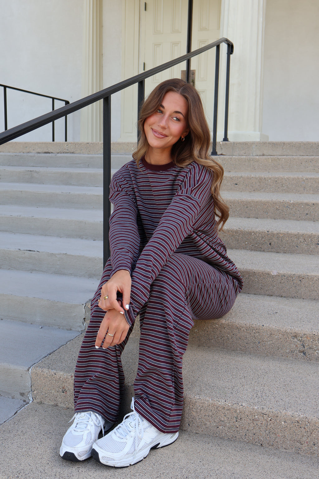 Carson Stripe Long Sleeve in Wine