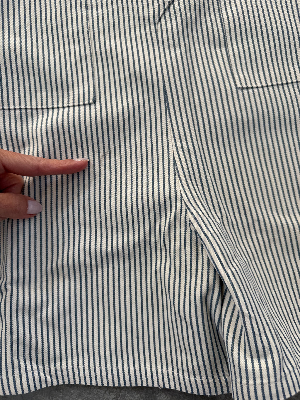 FINAL SALE - FLAWED Newport Pinstripe Romper - Large