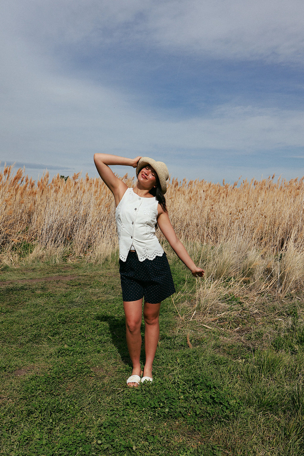 Dotted Shorts in Navy