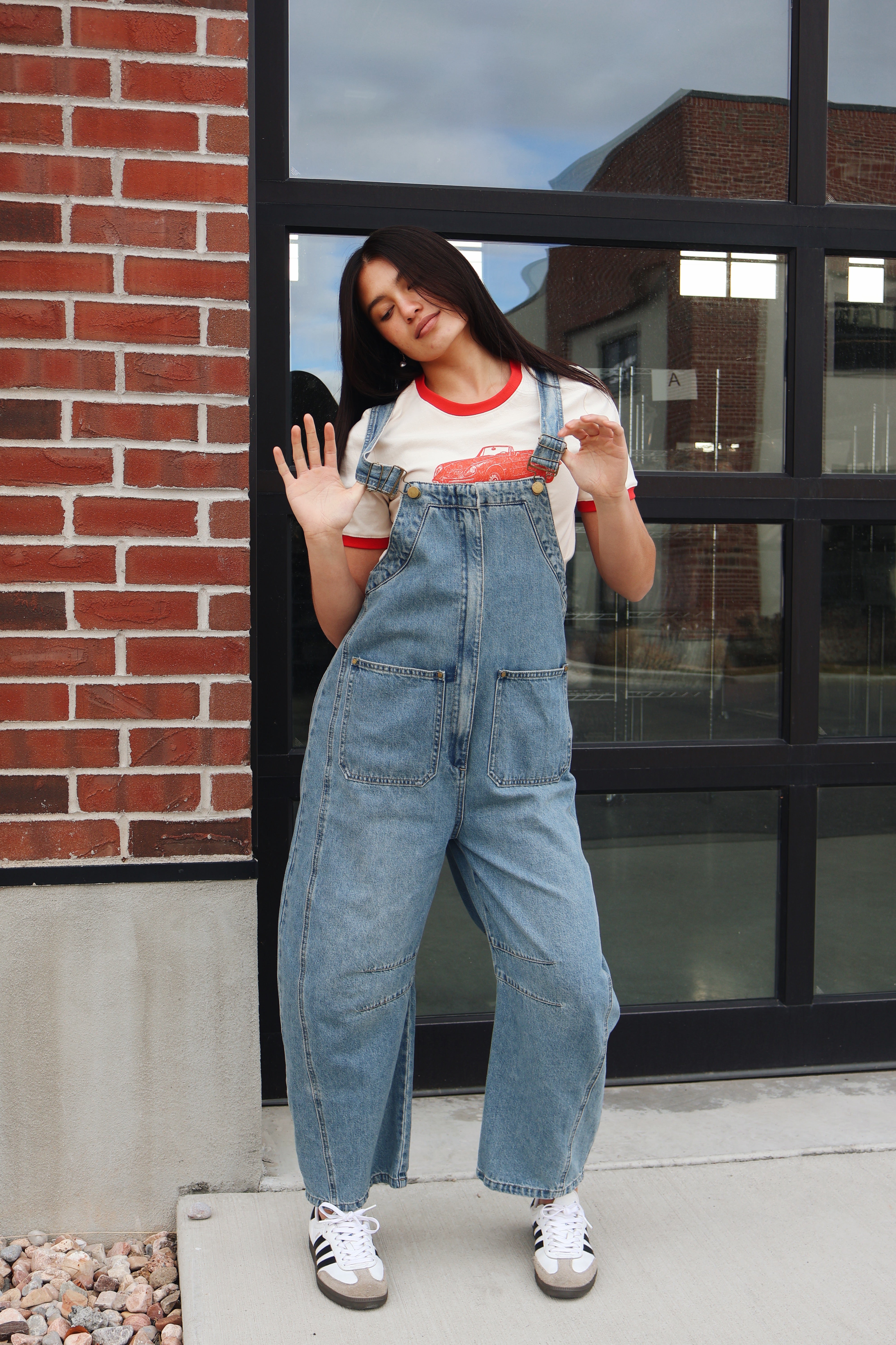 Junie Zip Front Denim Overalls Main image