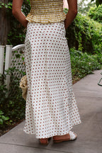 Dot Darling Skirt in Ivory/Brown