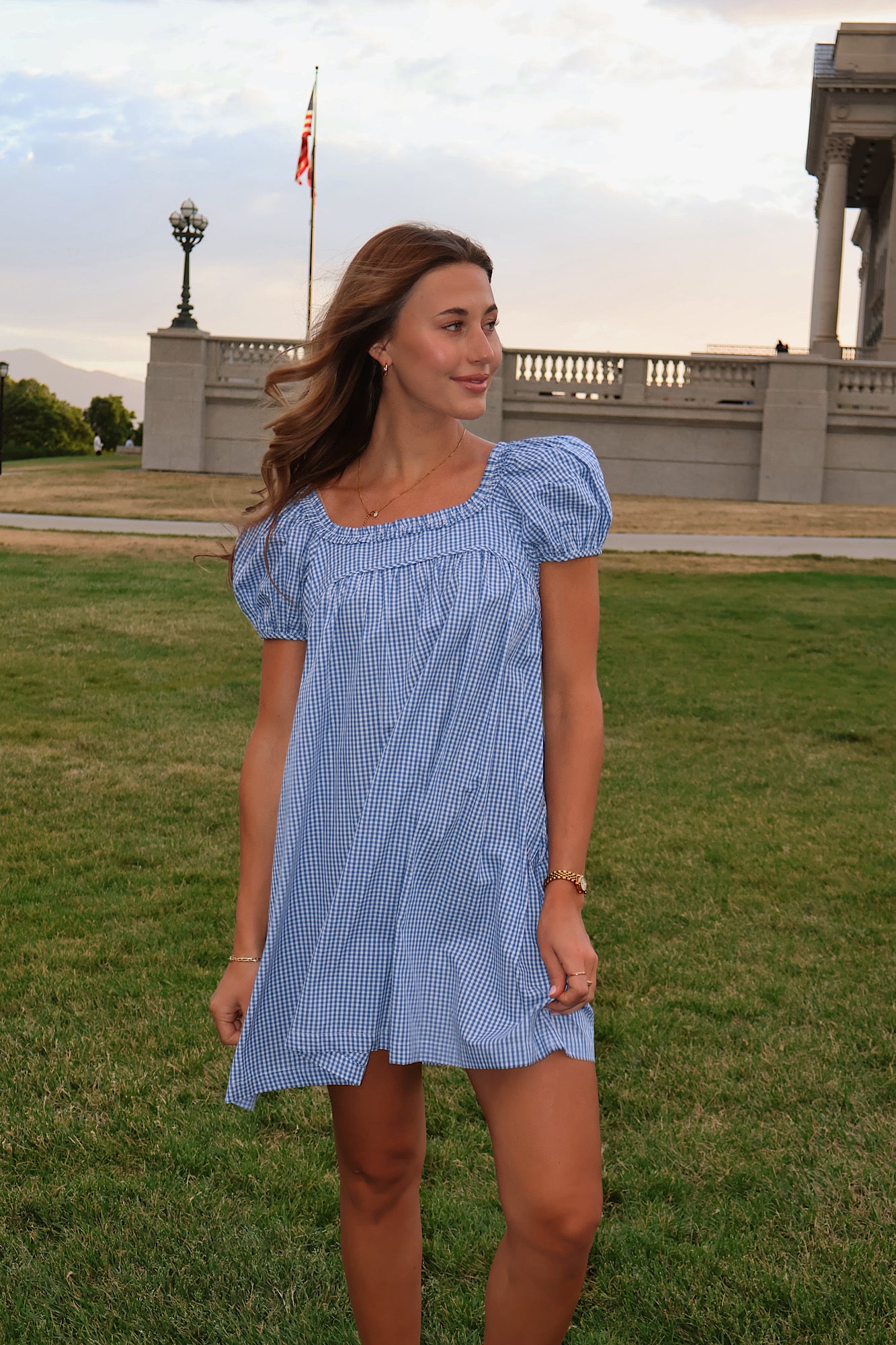 Teddy Gingham Ruffle Dress Main image