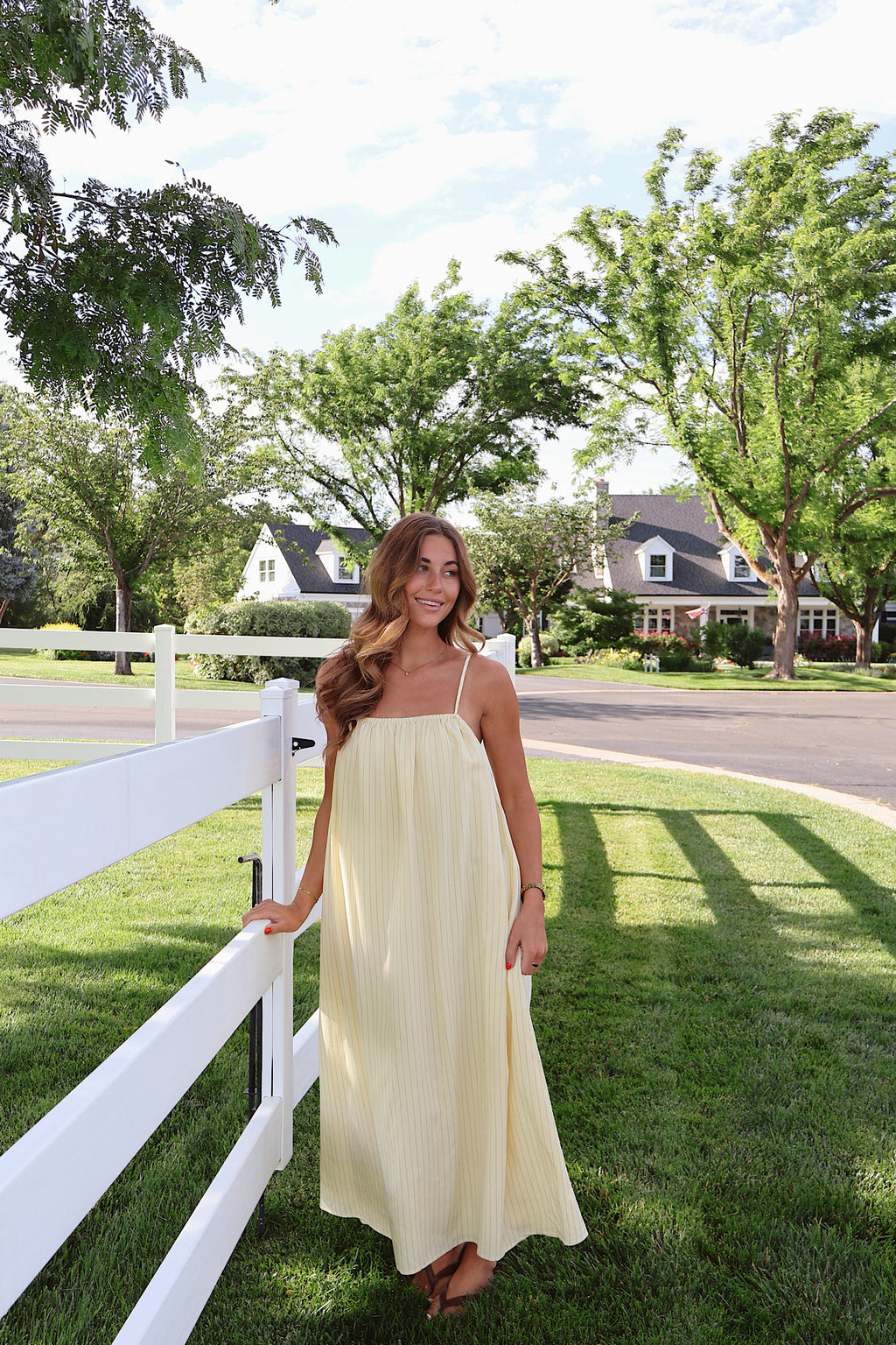 Jennie Pinstripe Maxi in Butter