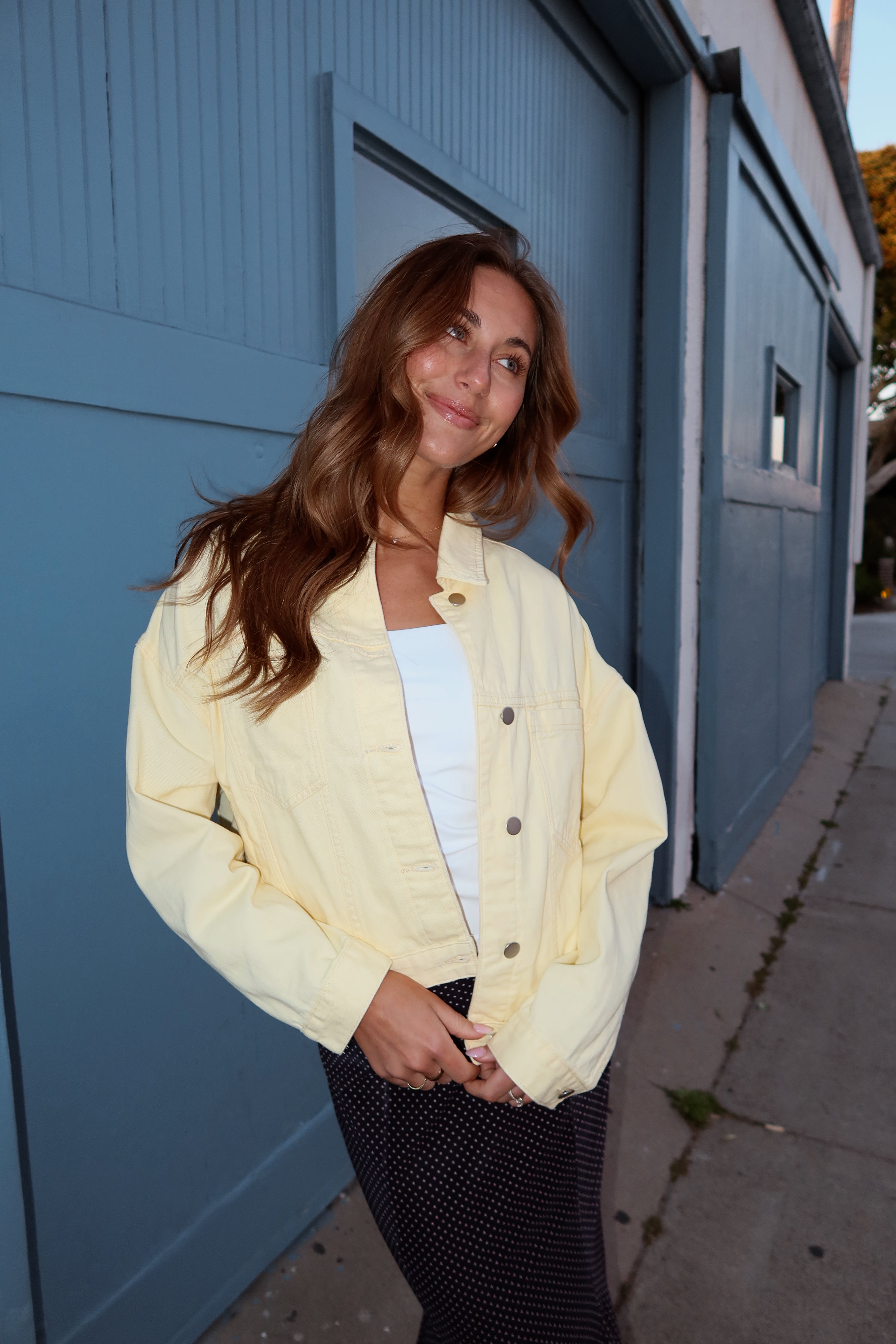 Reese Denim Jacket in Butter Yellow