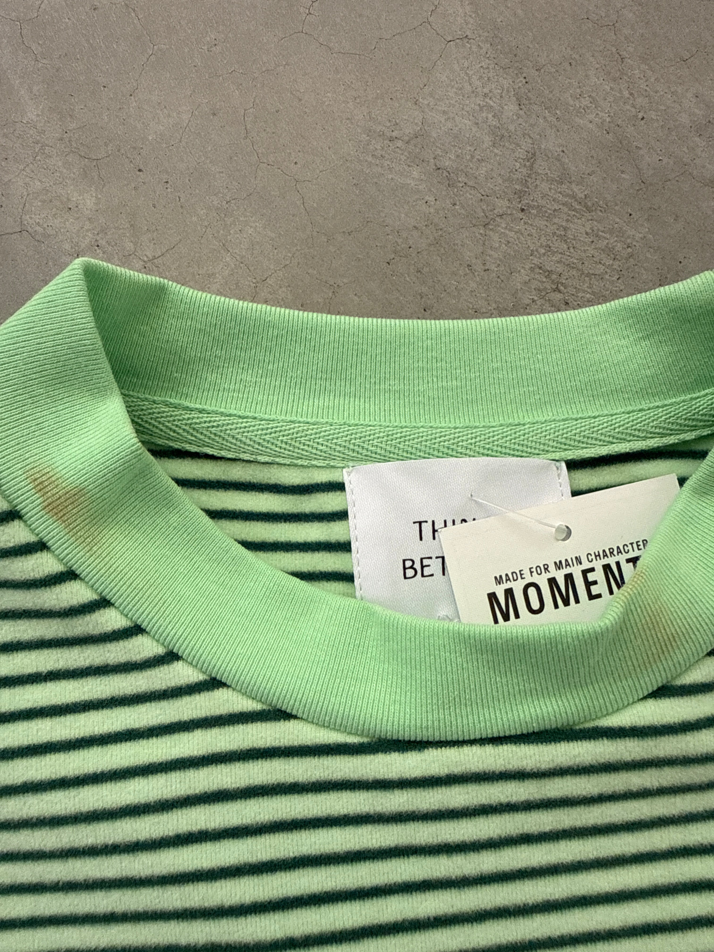 FINAL SALE - FLAWED Porter Stripe Pullover in Lime - S/M