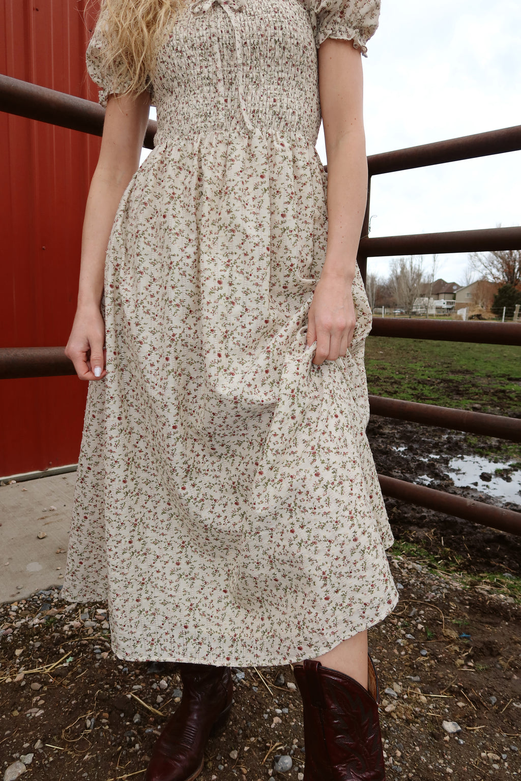 The Brigitte Floral Ivory Midi