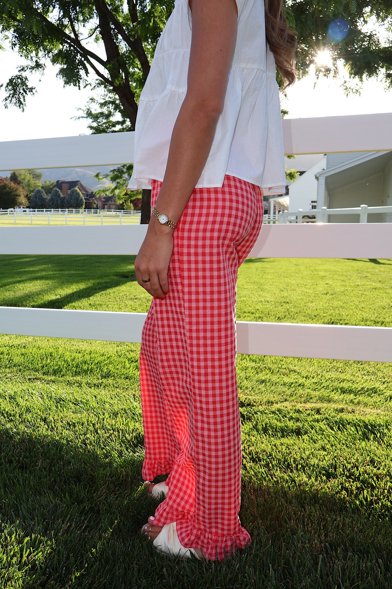Saltwater Gingham Ruffle Pants