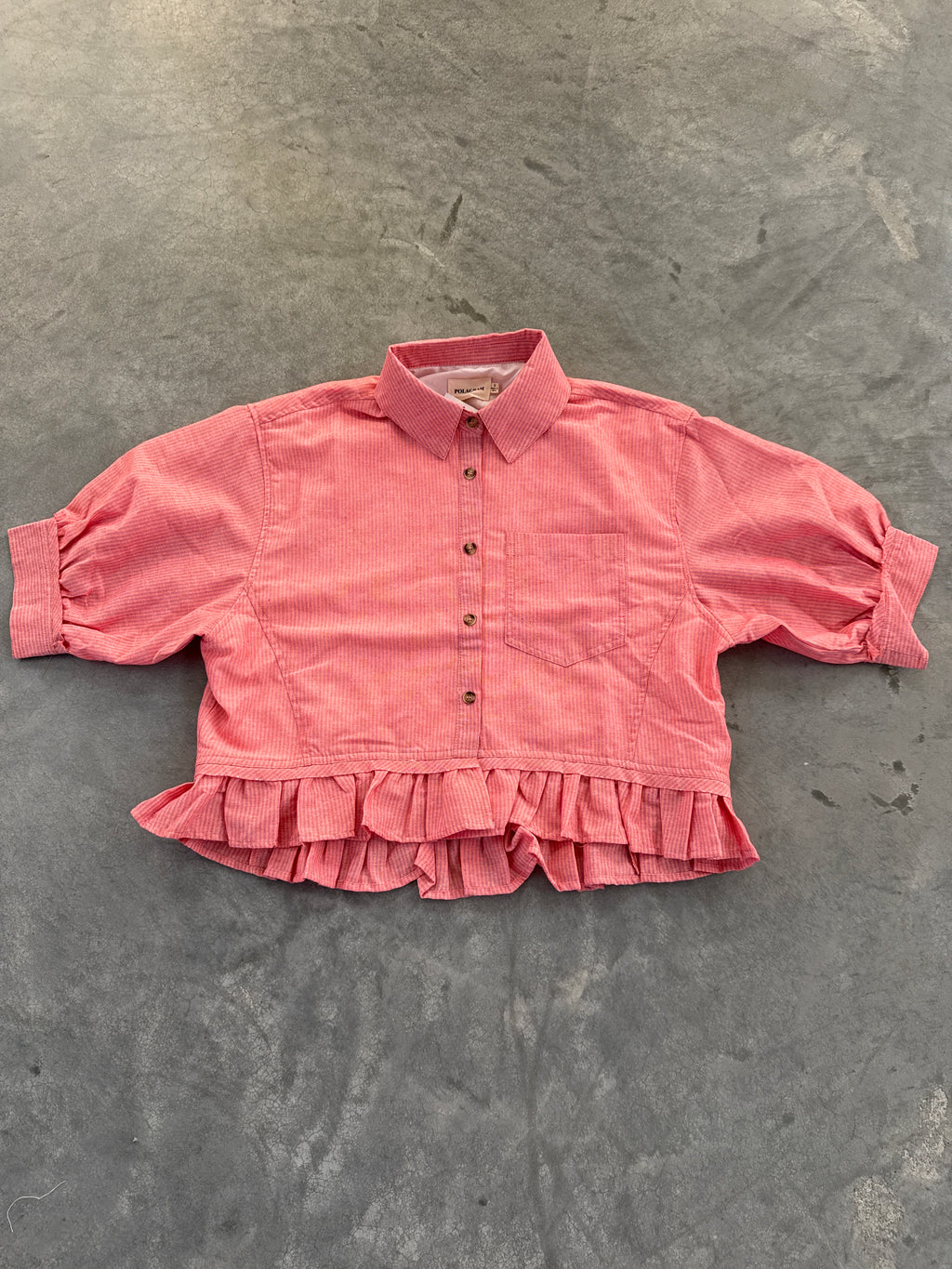 FINAL SALE - FLAWED Bailey Pinstripe Top in Coral - Small