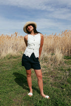 Greta Denim Eyelet Vest