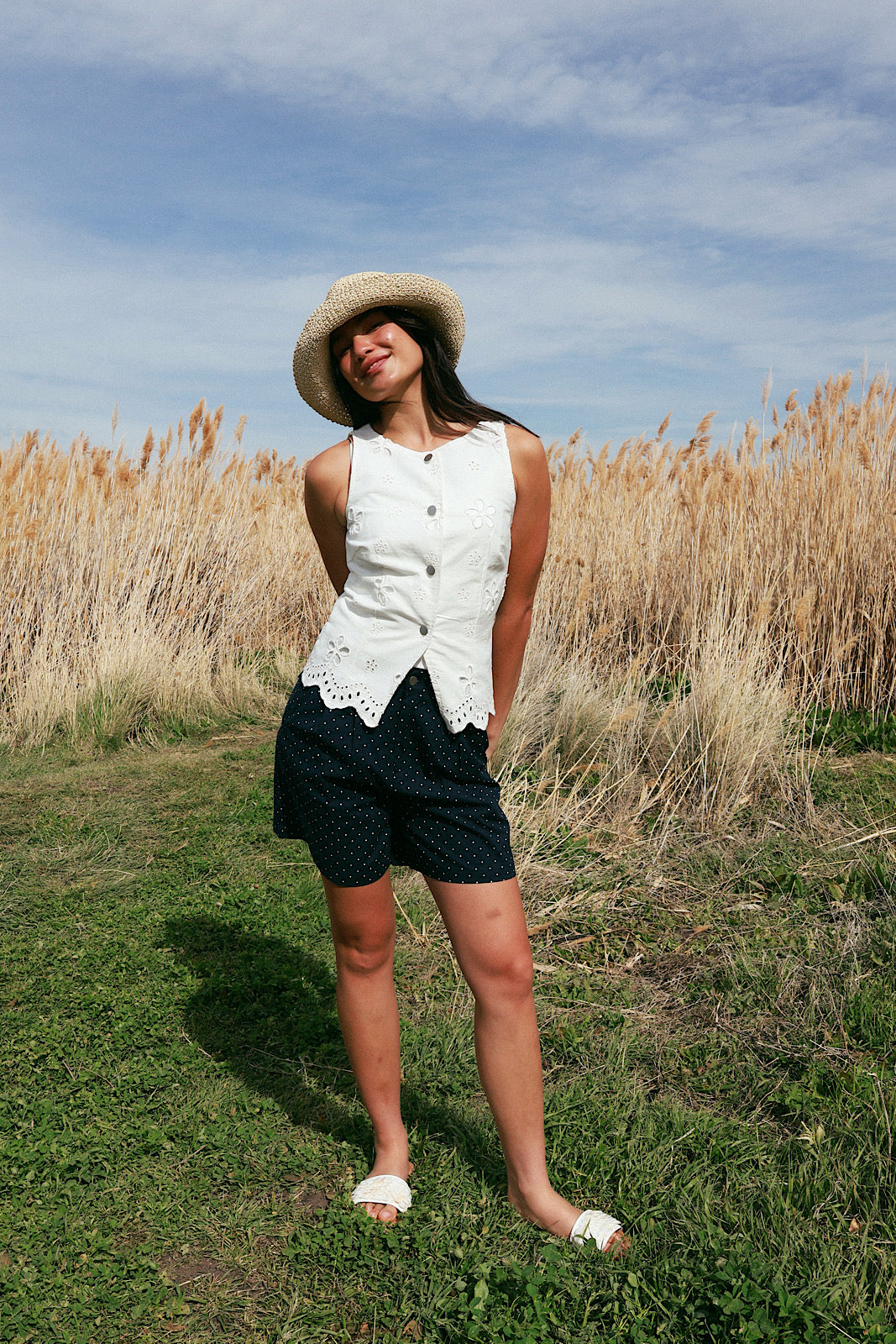 Greta Denim Eyelet Vest