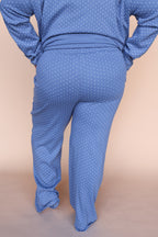 Blaire Polka Dot Pointelle Pants in Dusty Blue