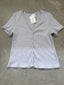 FINAL SALE - FLAWED Leslie Pointelle V-Neck Tee Dusty Blue - Small
