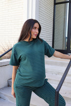 Porter Pinstripe Fleece Tee in Green