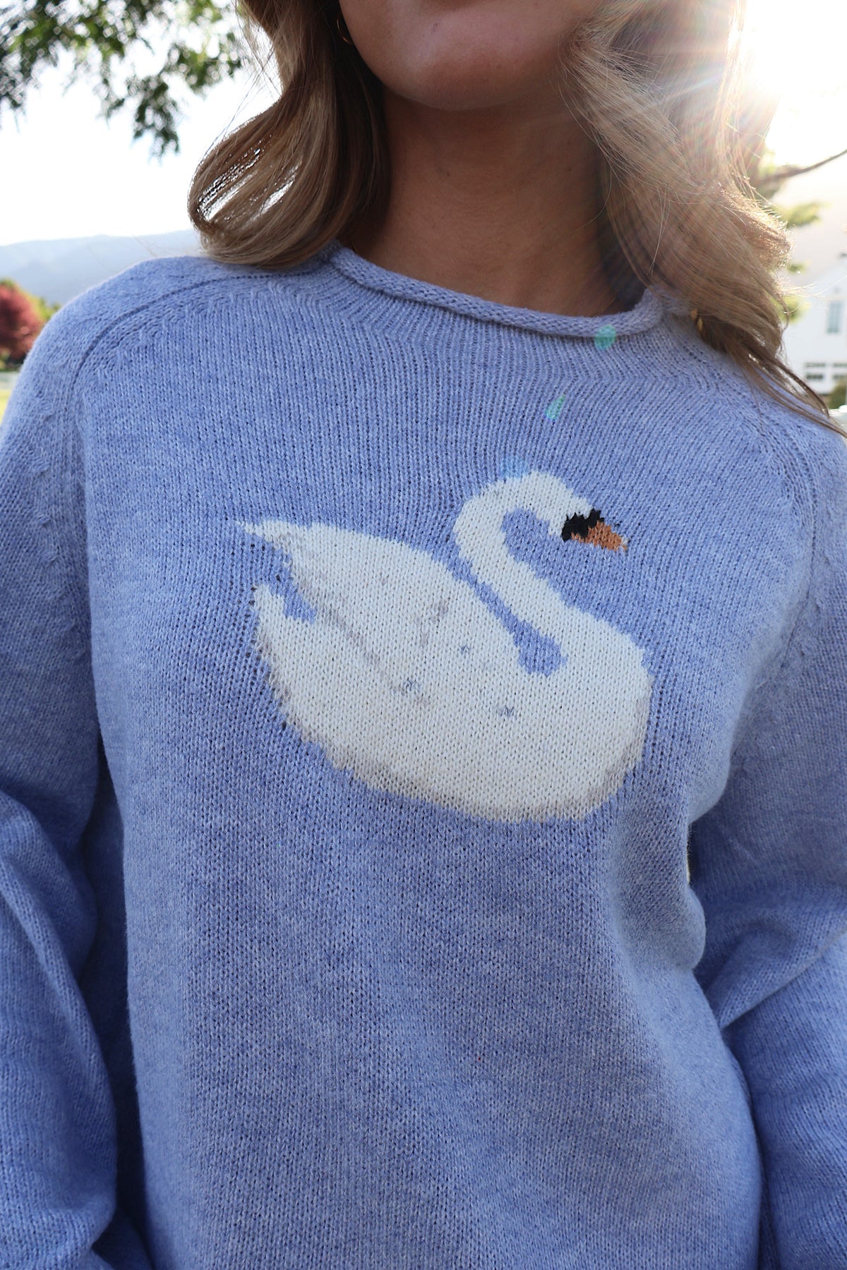 Swan Knit Sweater in Dusty Blue Secondary image