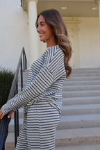Carson Stripe Long Sleeve in Grey