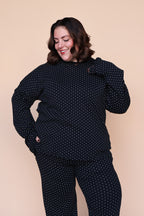 Blaire Polka Dot Pointelle Top in Black