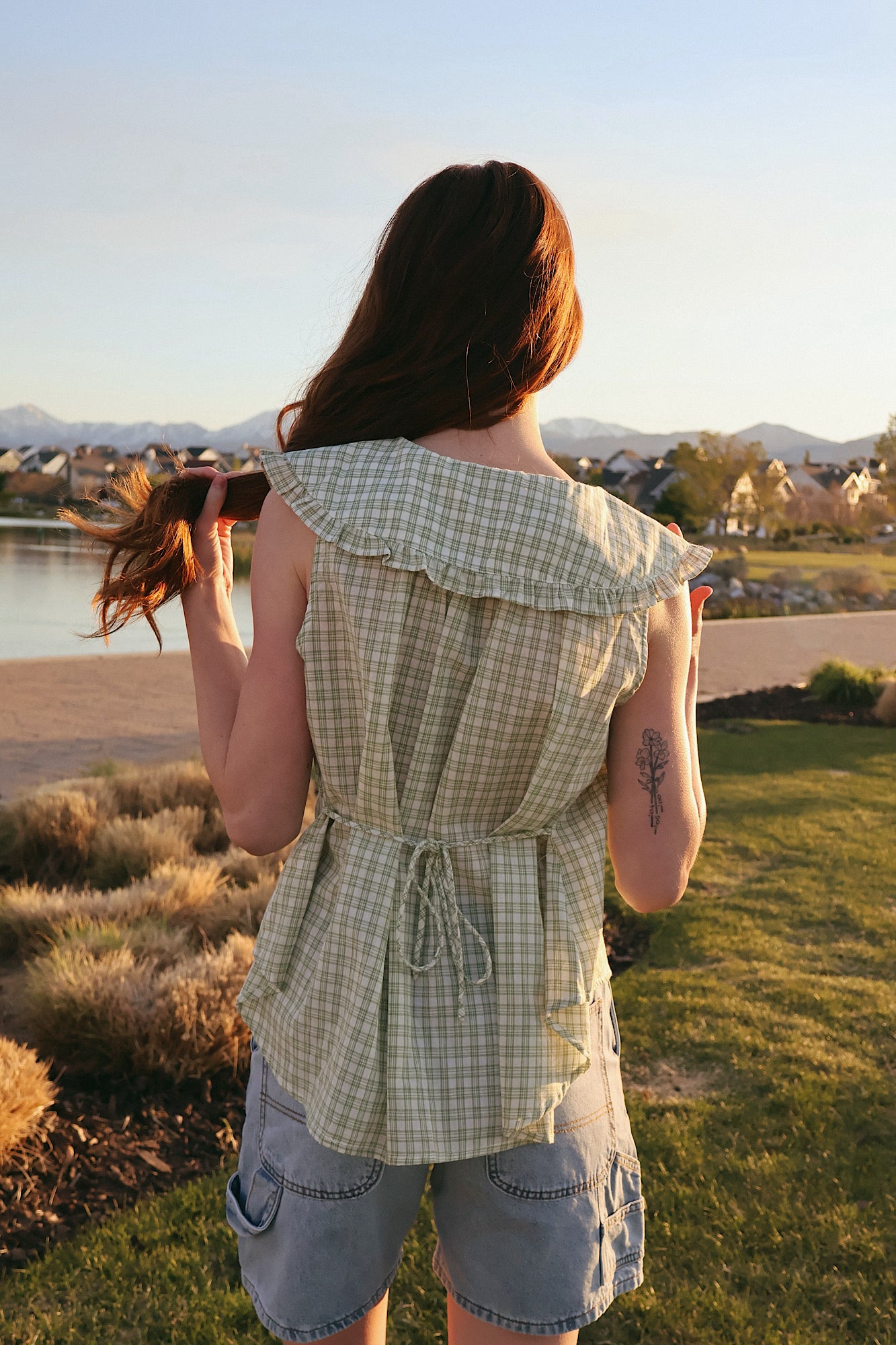 Eloise Plaid Tank with Collar