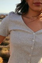 Leslie Pointelle V-Neck Tee