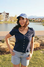 Leslie Pointelle V-Neck Tee