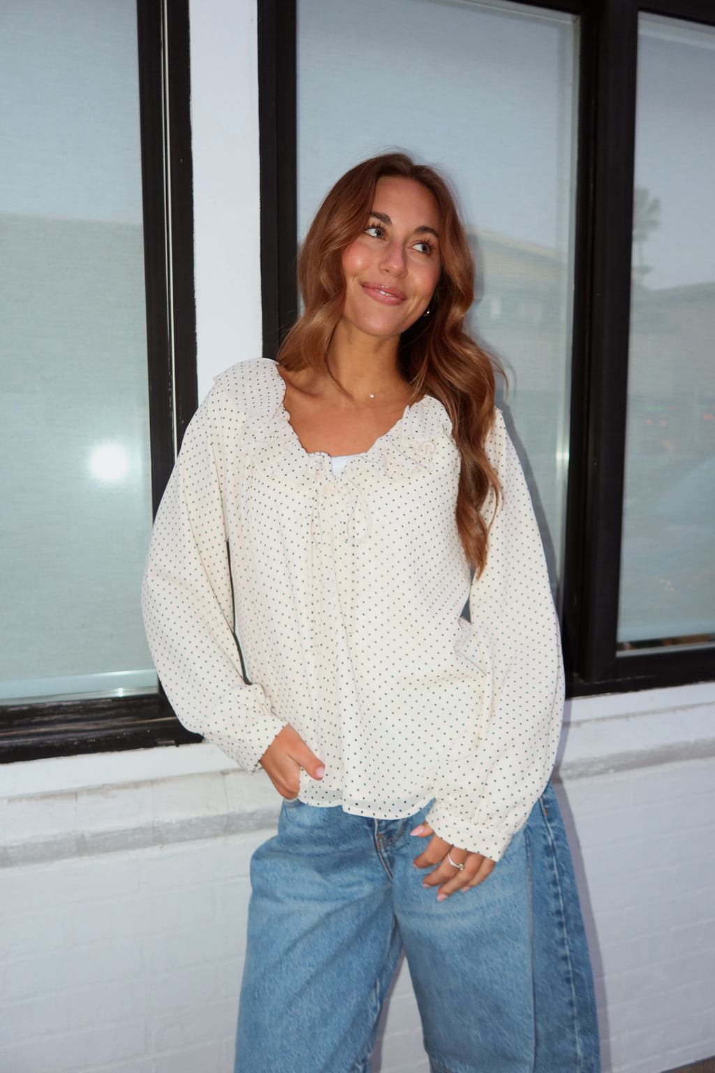 Cherie Polka Dot Ruffle Top