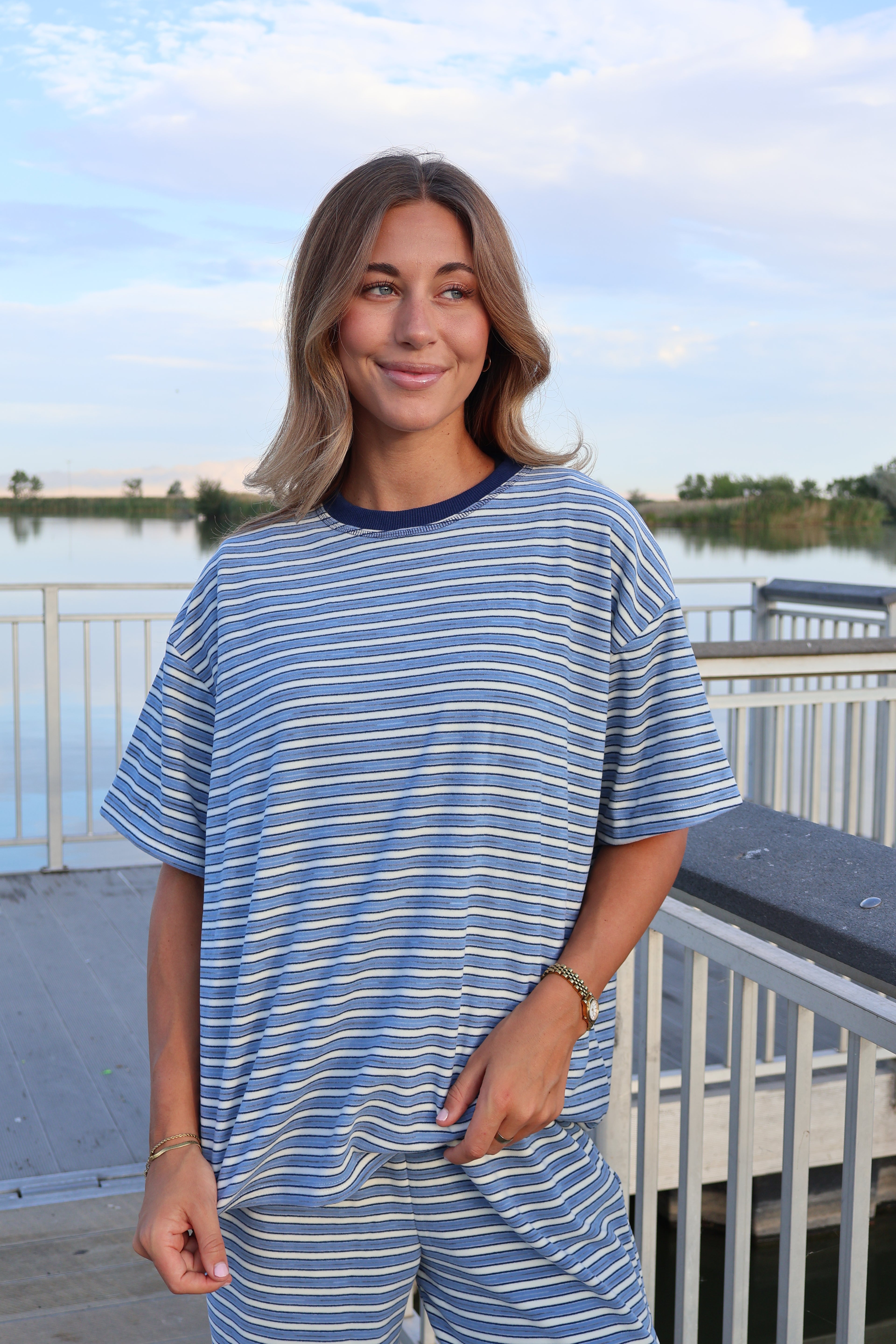 Cameron Fleece Stripe Tee
