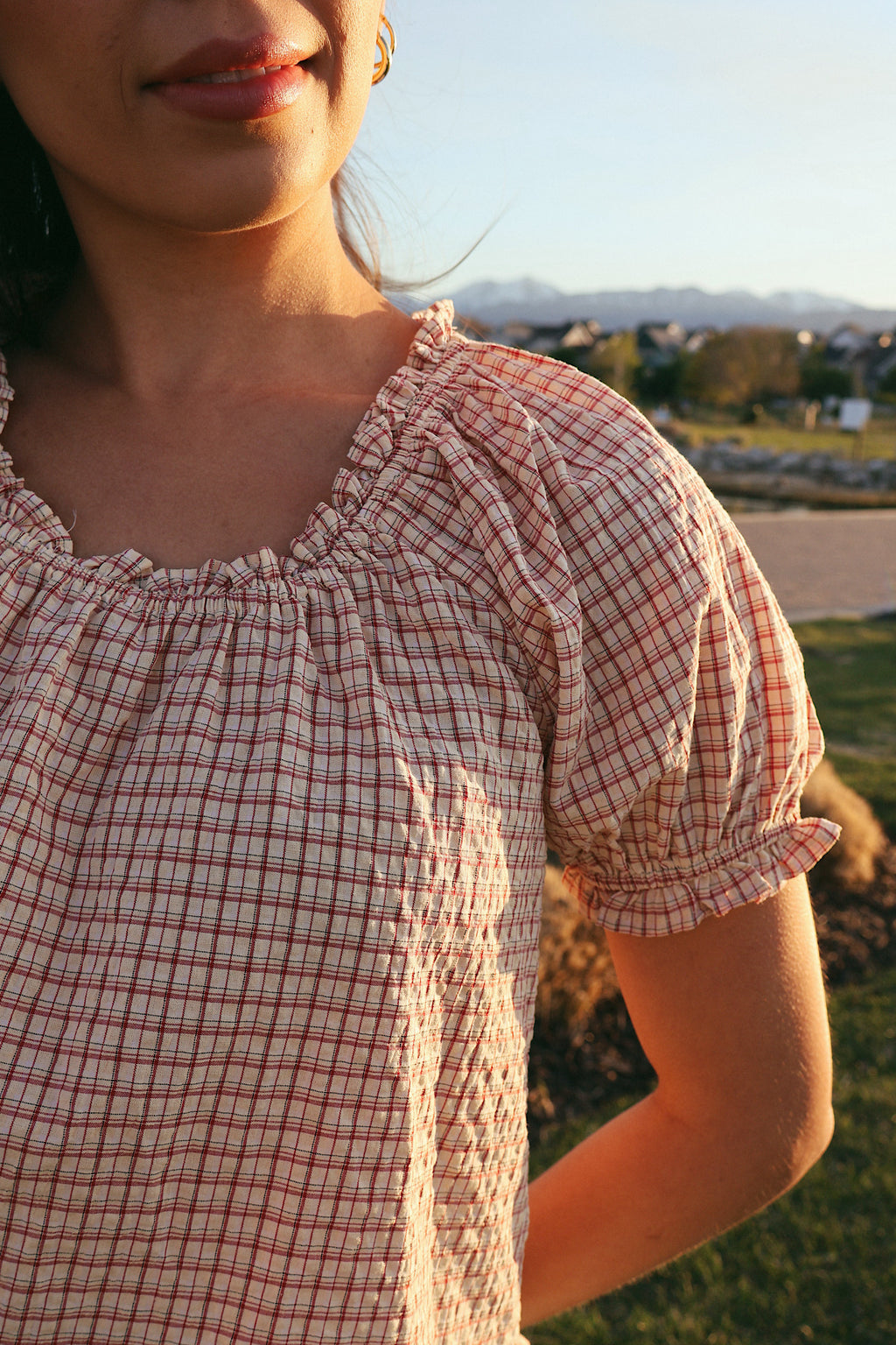 Bonnie Seersucker Plaid Blouse