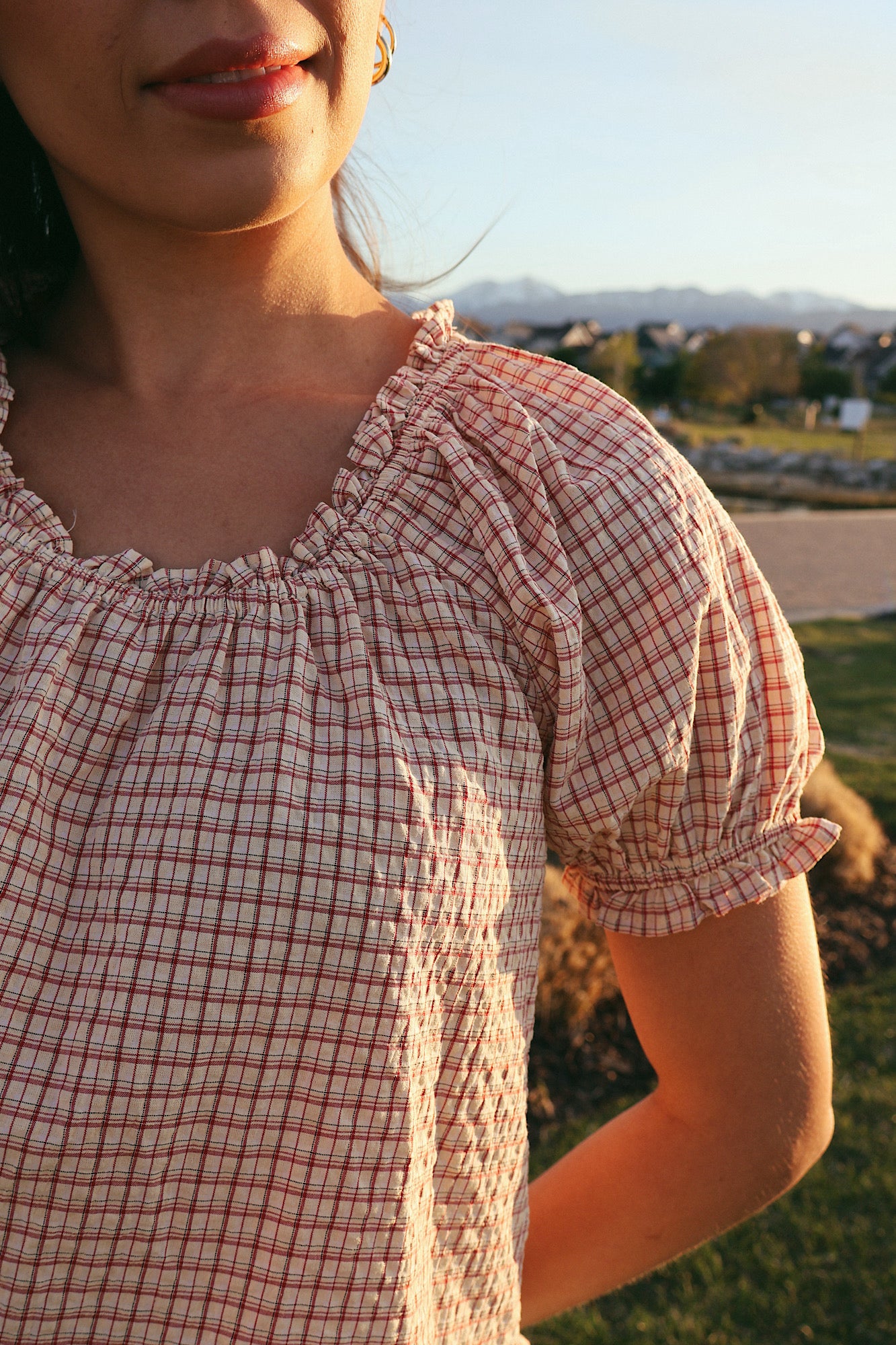 Bonnie Seersucker Plaid Blouse