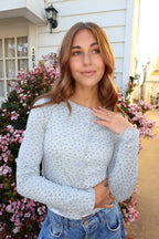 Allie Pointelle Knit Top in Grey