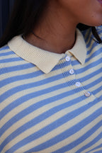 Knit Stripe Polo in Butter