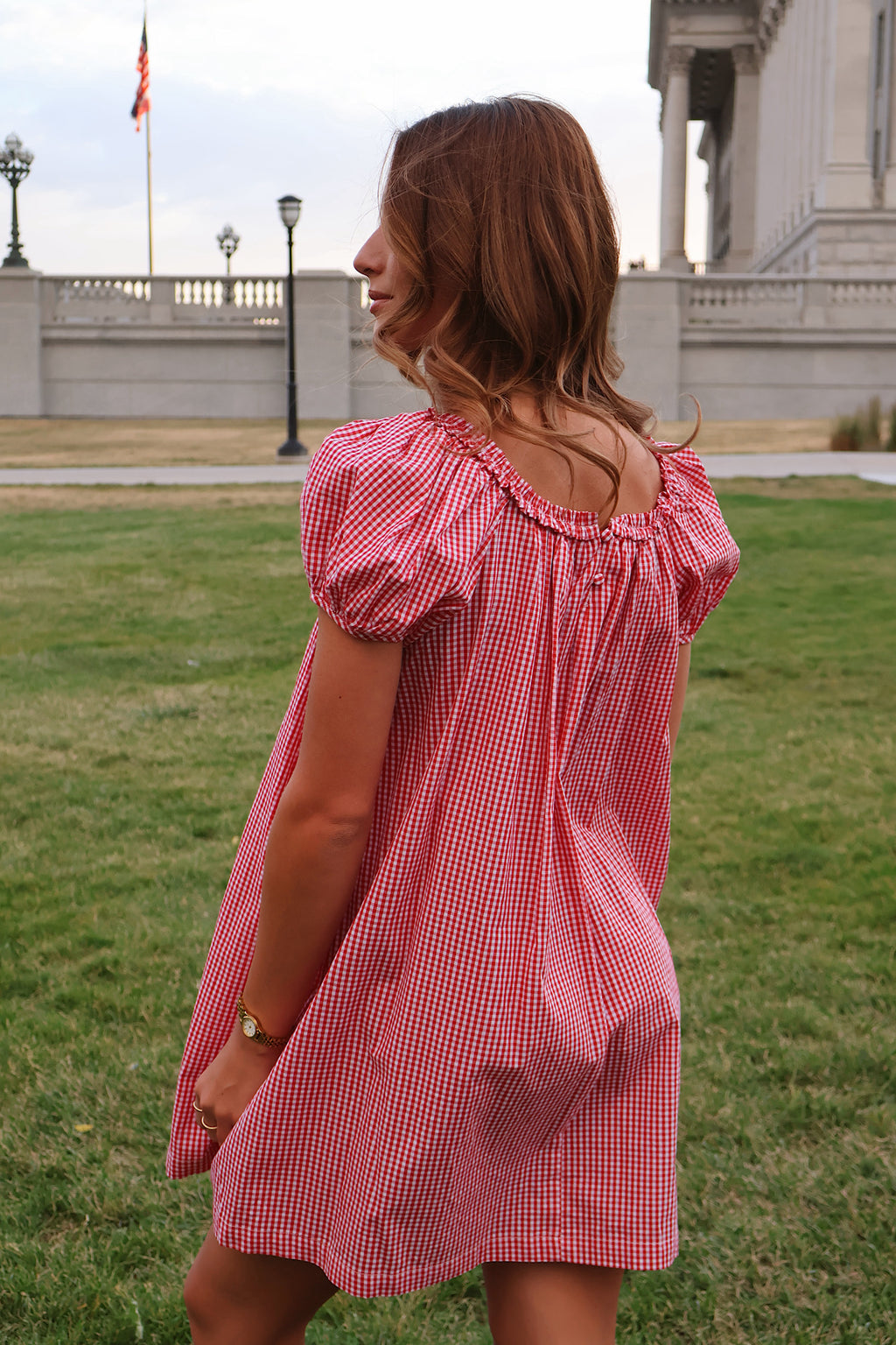 Teddy Gingham Ruffle Dress