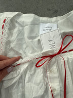 FINAL SALE - FLAWED Della Ribbon Blouse in White - Medium
