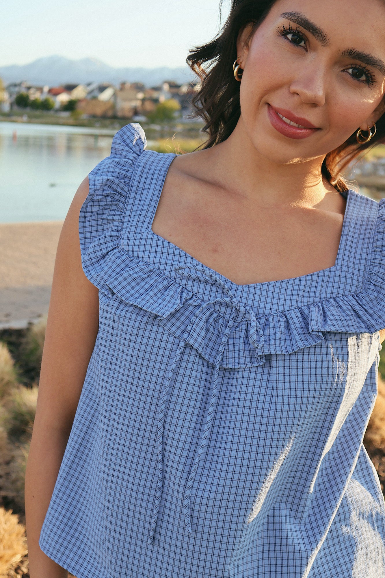 Gwen Checkered Tank in Blue Secondary image