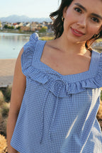 Gwen Checkered Tank in Blue