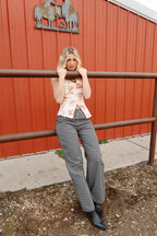 FINAL SALE - Waco Seersucker Checkered Pants in Black