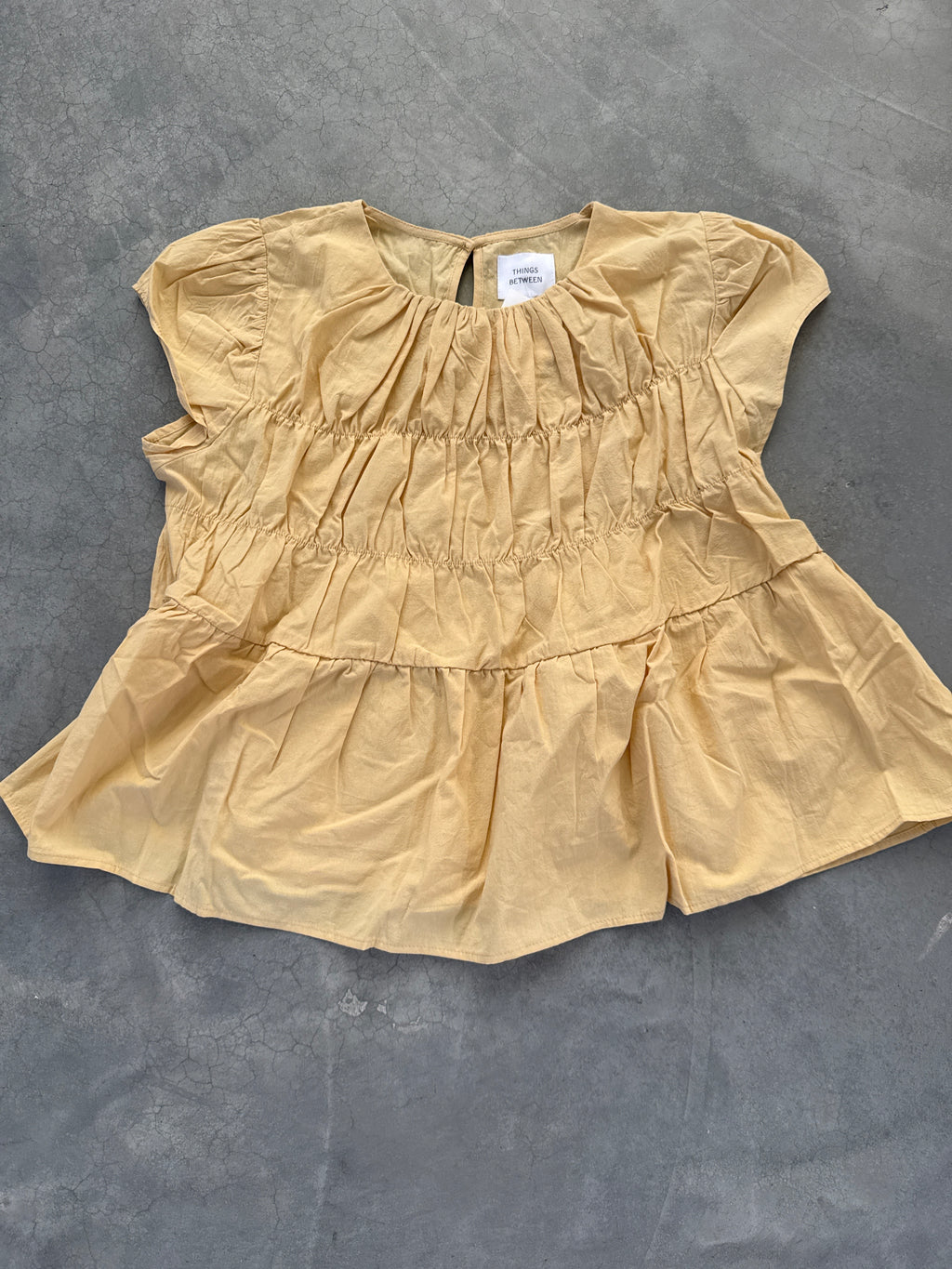 FINAL SALE - FLAWED Ellie Ruched Blouse in Butter Yellow - Medium