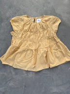 FINAL SALE - FLAWED Ellie Ruched Blouse in Butter Yellow - Medium