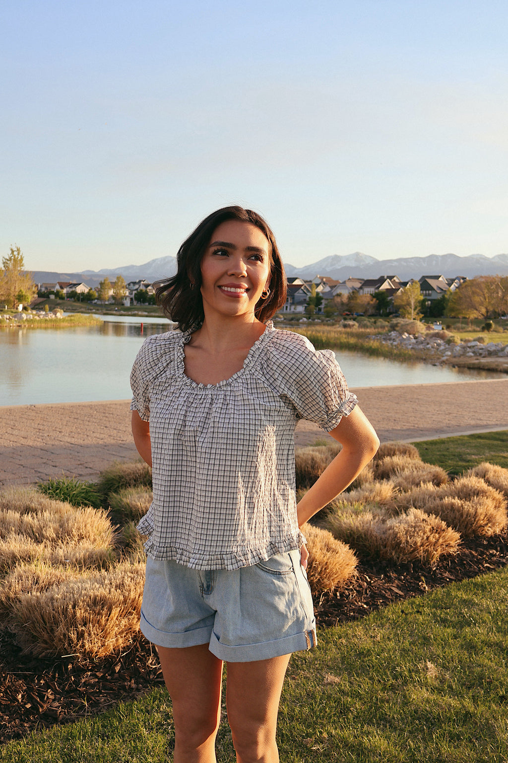 Bonnie Seersucker Plaid Blouse