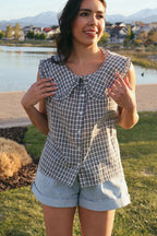 Eloise Plaid Tank with Collar