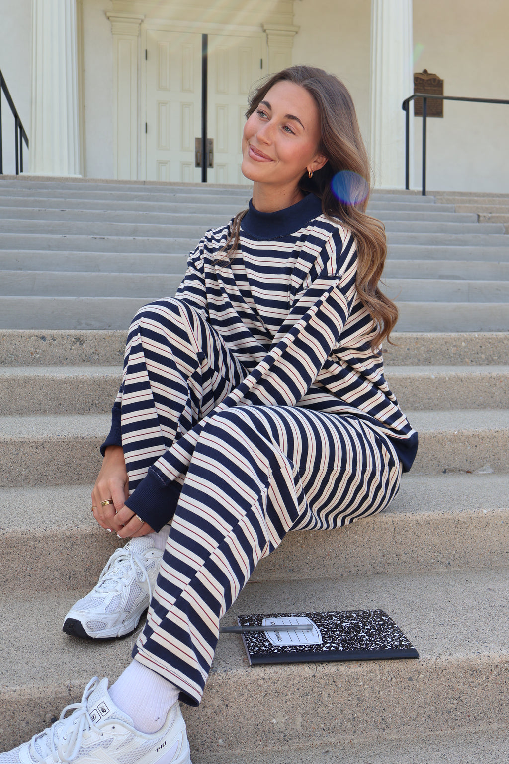 Bennett Stripe Pants in Navy