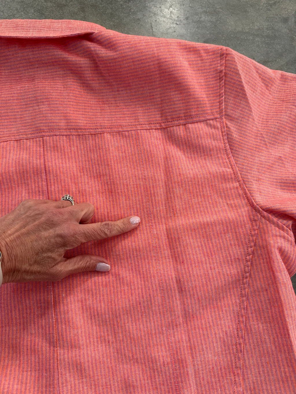 FINAL SALE - FLAWED Bailey Pinstripe Top in Coral - Small