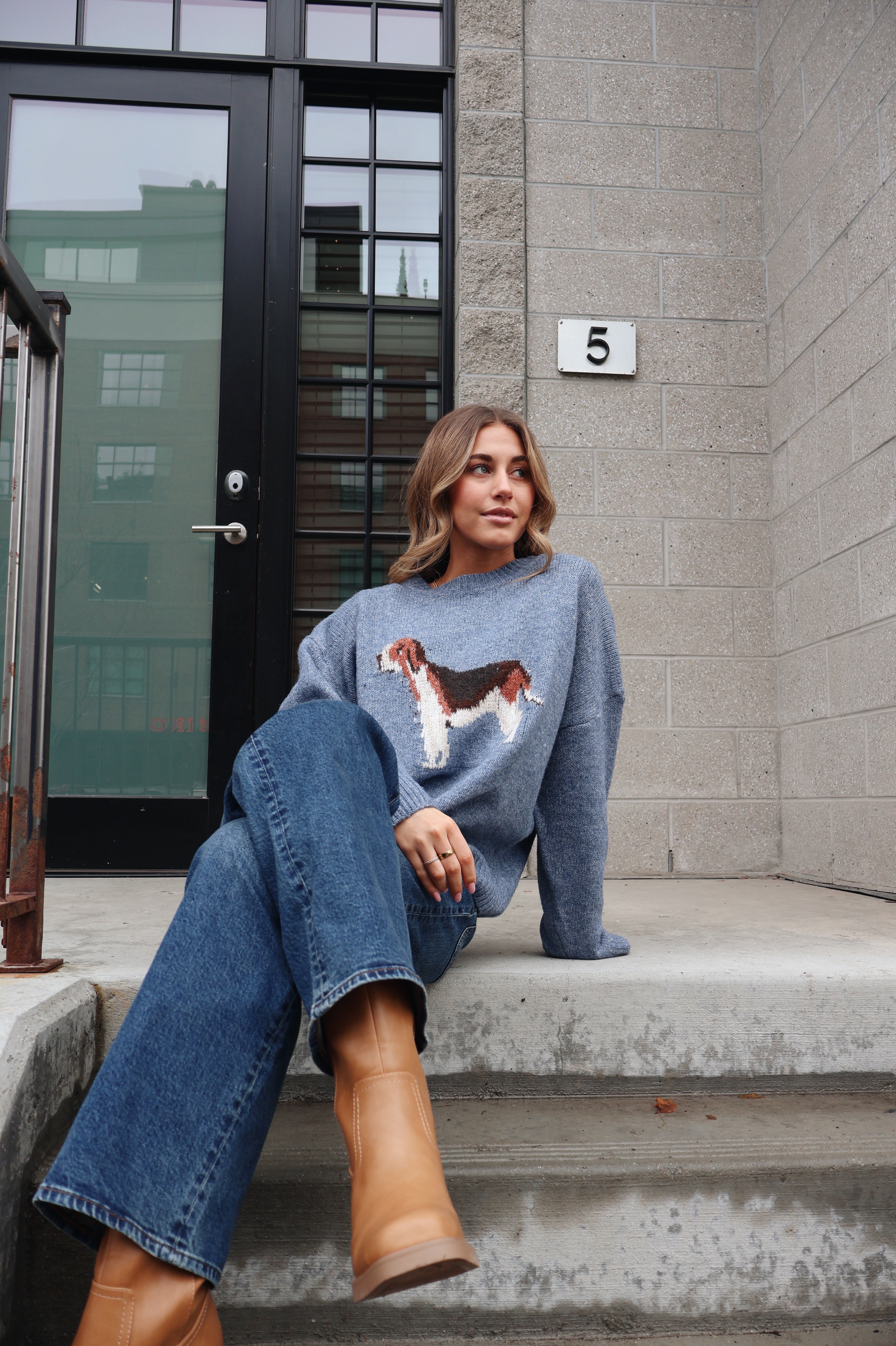 FINAL SALE - Hound Knit Sweater in Grey Main image