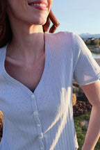 Leslie Pointelle V-Neck Tee