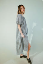 Eliza Gingham Maxi Dress in Black
