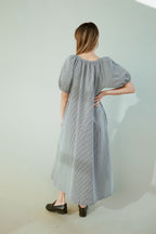 Eliza Gingham Maxi Dress in Black