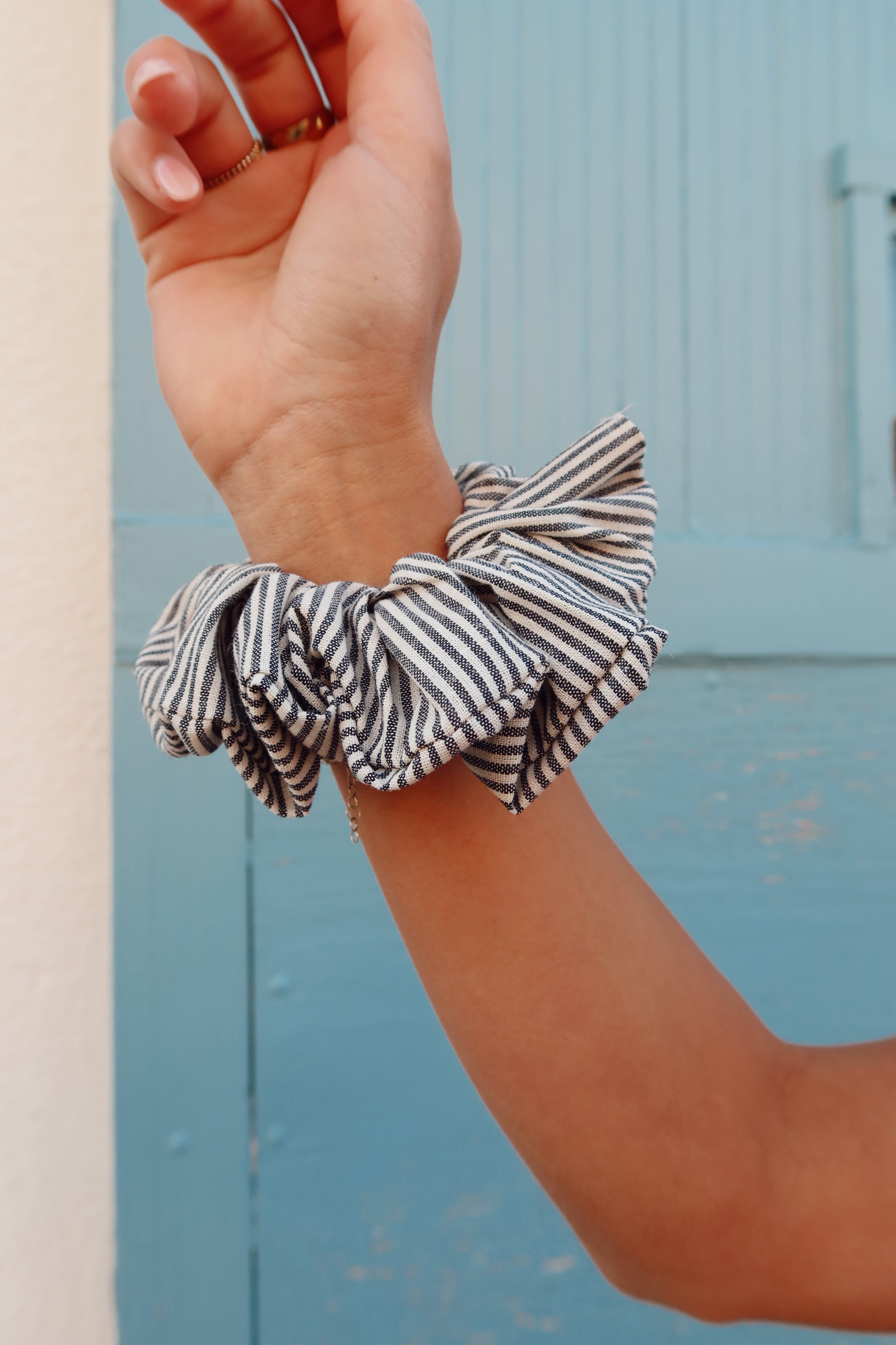 FINAL SALE - Stripe Scrunchie in Black Main image