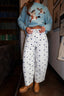 Dotted Barrel Jeans in Ivory/Navy