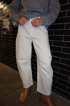 Wren Pinstripe Barrel Jeans